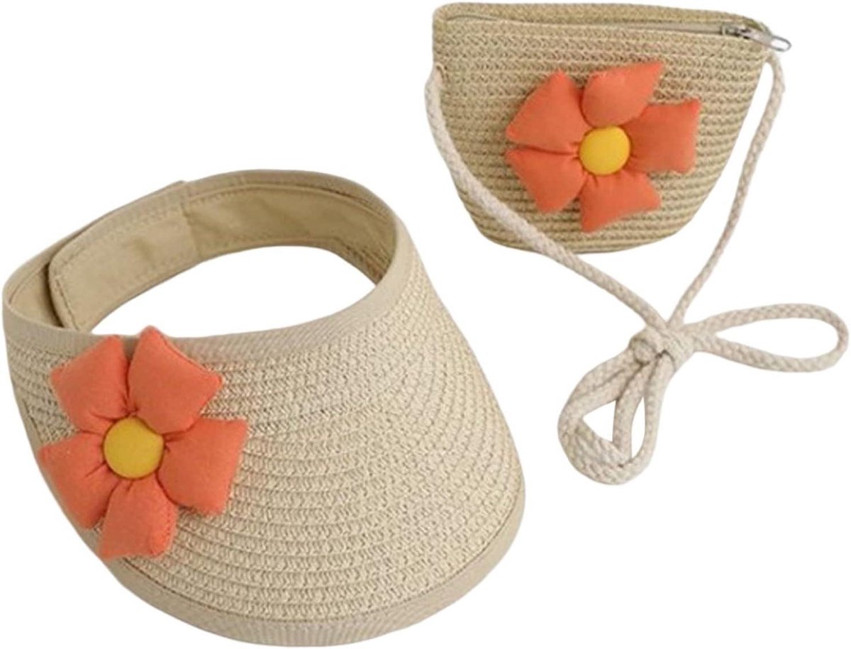 Kinderen Zon Hoed - Zomer Pet - Strand Bescherming - Inclusief Tas - One Size - Beige