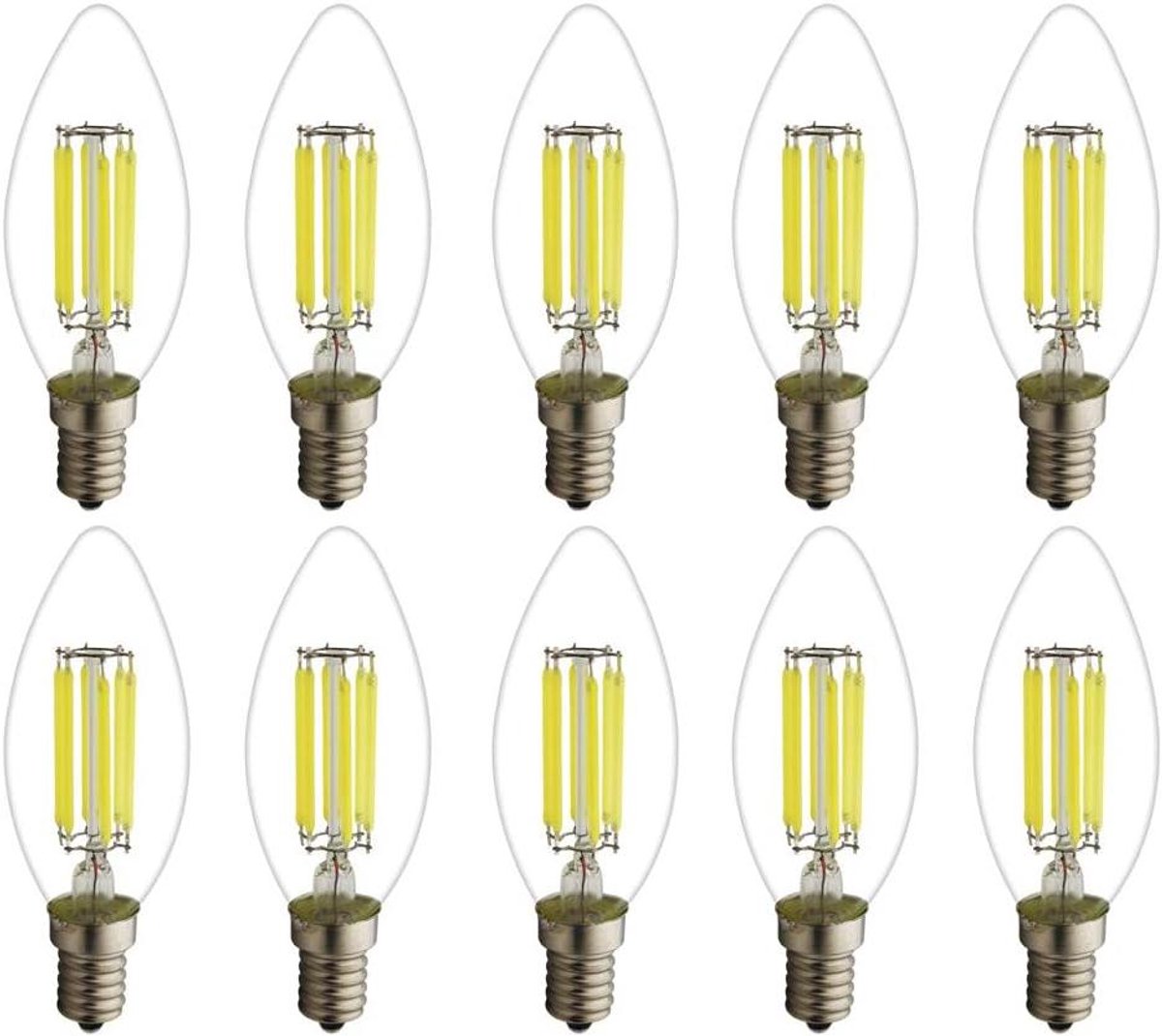 LED Kaarslampen - E14 Fitting - Sfeerverlichting Creëren - Energiebesparend 6W - 10 Stuks - Koudwit