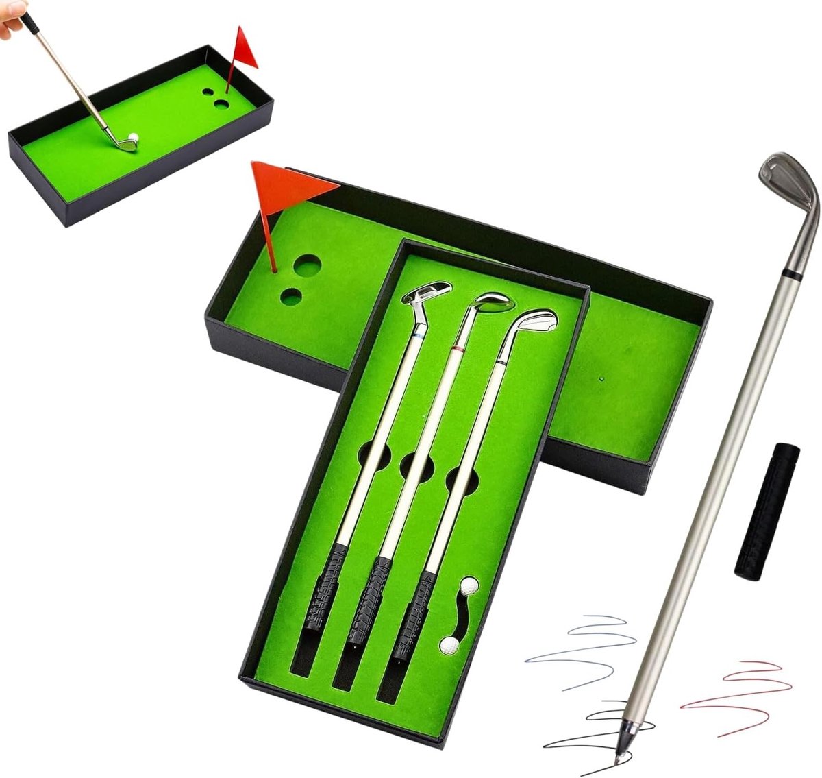 Mini Desktop Golf Game met 3 Golf Club Pennen - Perfecte Geschenk voor Golf Fans en Kantoor Decoratie