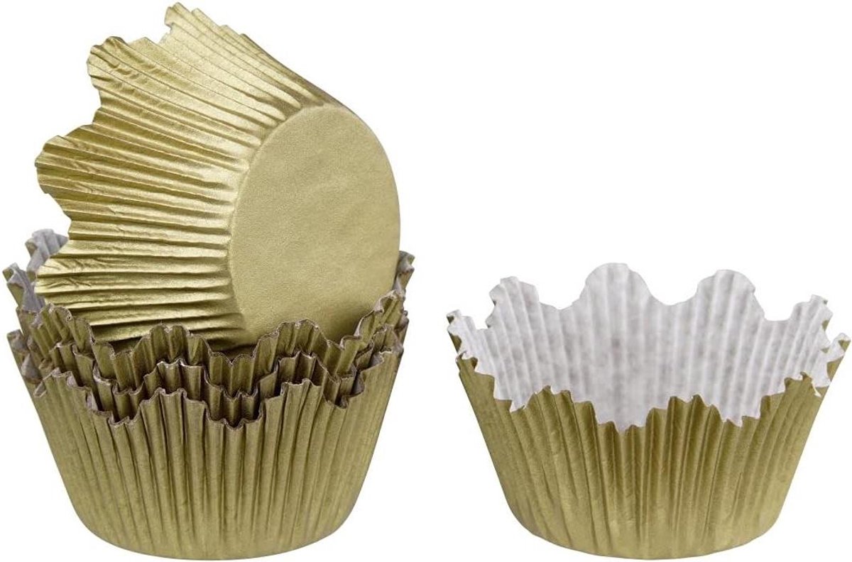 Papieren Bakvormpjes - Muffin Cups - Muffins Bakken - Gouden Kleur - 60 Stuks - Goud