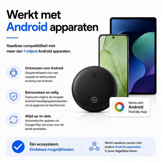 Android GPS Tracker – Real-time Locatie Volgsysteem – Werkt met Google Find My app- Alleen geschikt voor Android telefoons- Gecertificeerd - Batterij Vervangbaar - 24/7 live locatie meekijken - Zwart