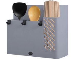 Houder voor keukengerei, wandhouder voor wandmontage, bestekhouder met aparte vakken, voor huis, keuken, appartement, camper, kast, feest, Kerstmis, platteland