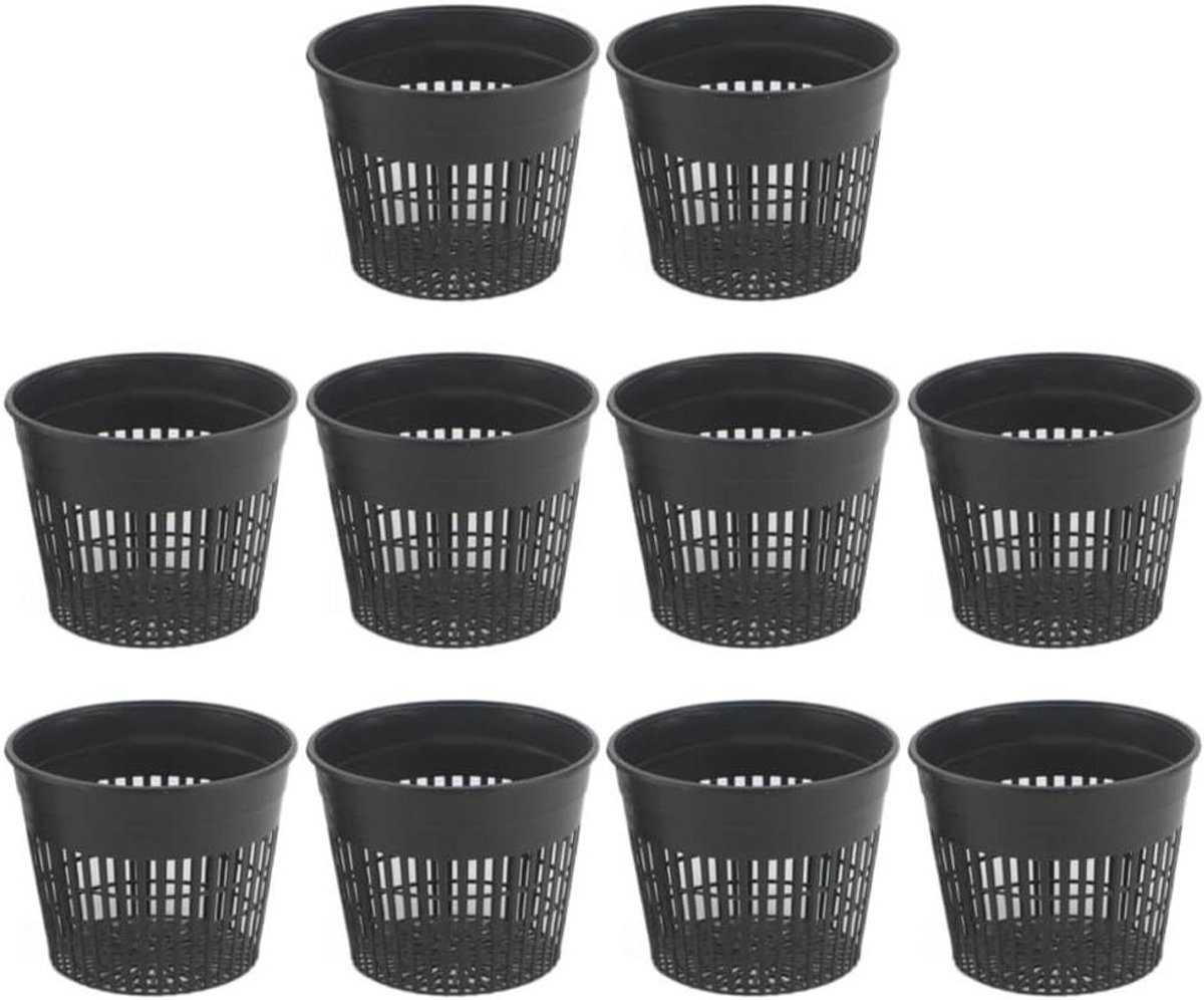 Plantenmanden Vijver - Waterplant Containers - Vijver Beplanting - Opengewerkte Basis - Set van 10 - Zwart