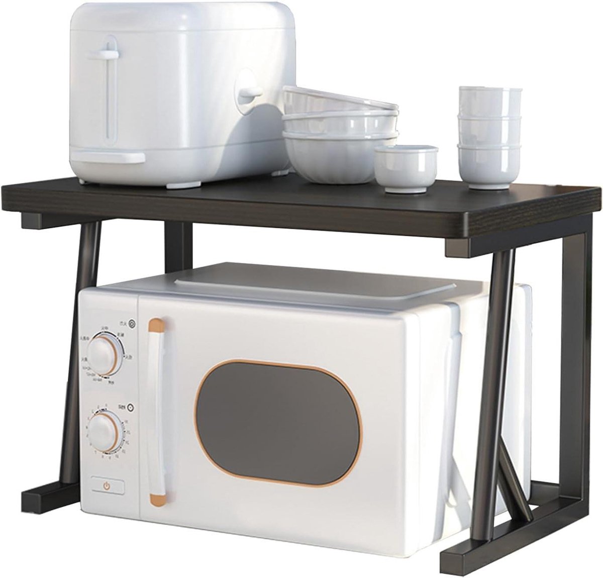 Magnetron Rek - Aanrecht Organizer - Keuken Opbergen - Uitbreidbaar Ontwerp - 2 Lagen - Zwart