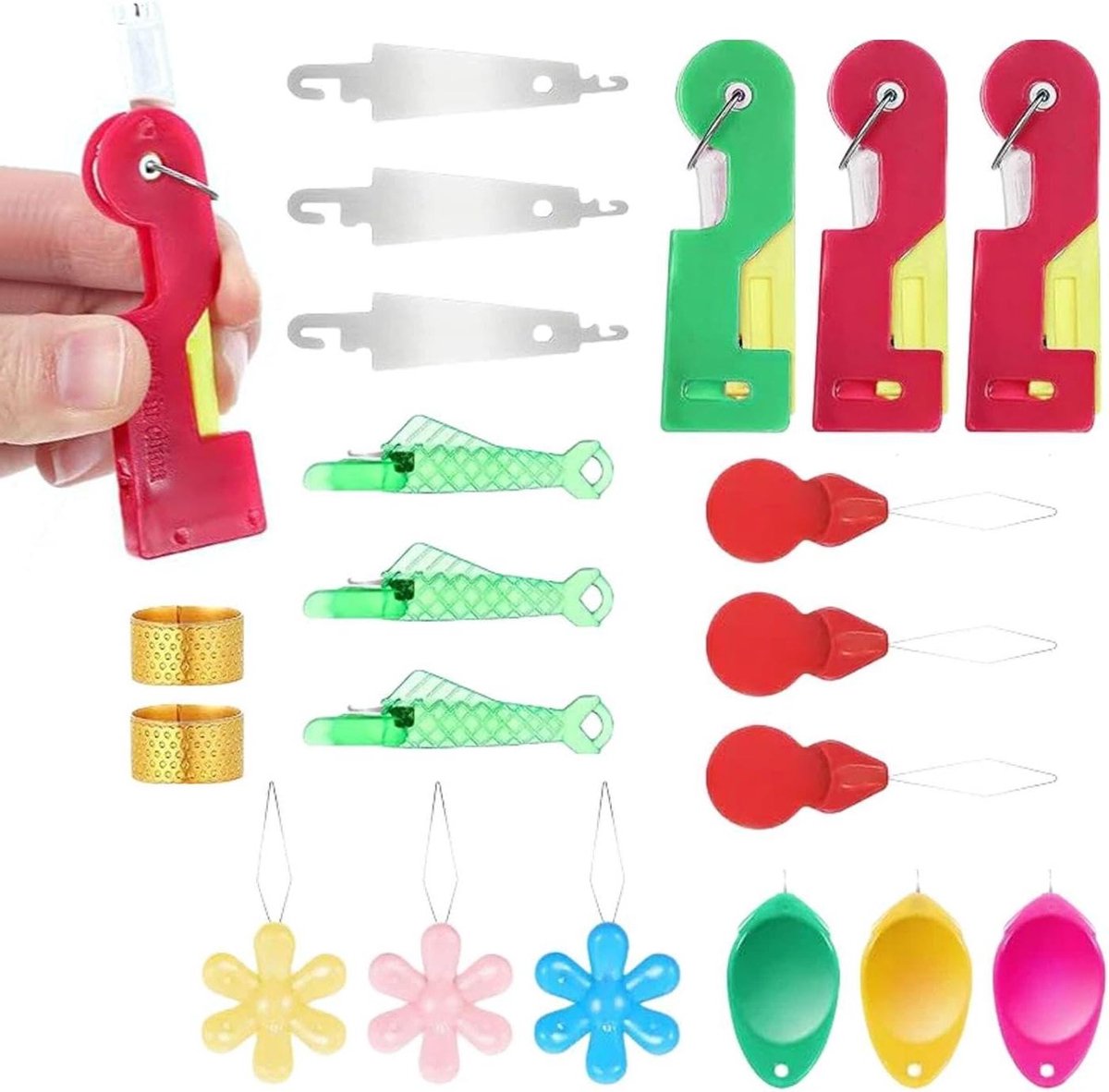 Naald Draadset - Naaimachine Hulpmiddel - Naaien Vereenvoudigen - Automatisch Inrijgen - 20 Delig - Multicolor