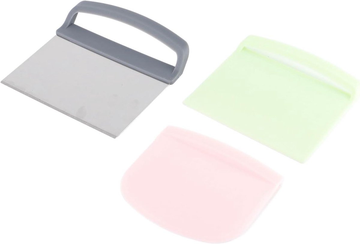 Deegschraper Set - Keuken Gereedschap - Bakken Thuis - 3-in-1 Ontwerp - 3 Stuks - Grijs