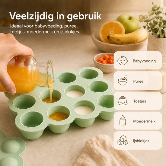 Bangosa - Babyvoeding Bewaarbakjes - Baby siliconen bakjes - Baby Diepvriesbakjes - bewaarzakjes borstvoeding - ijsblokjesvorm met deksel van Bangosa — afbeelding 5