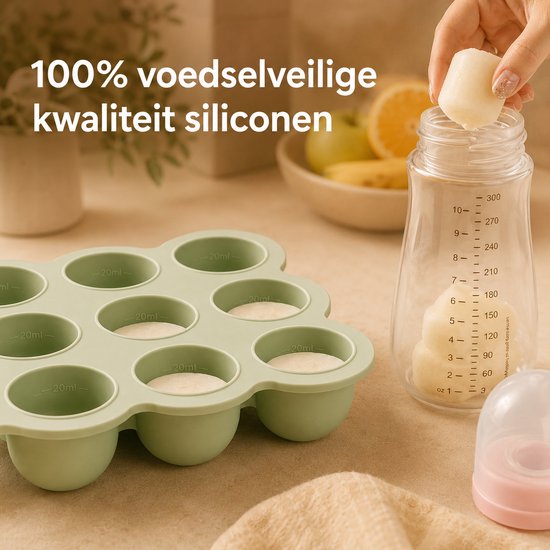 Bangosa - Babyvoeding Bewaarbakjes - Baby siliconen bakjes - Baby Diepvriesbakjes - bewaarzakjes borstvoeding - ijsblokjesvorm met deksel van Bangosa — afbeelding 2