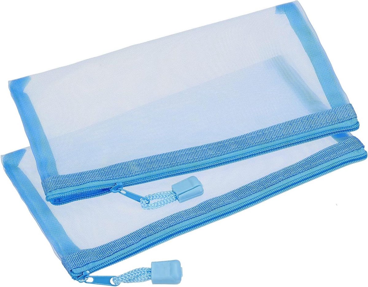 Nylon Pennenzakjes - Opbergzakjes - Reizen en Kantoor - Set van 6 - Formaat A6 - Blauw