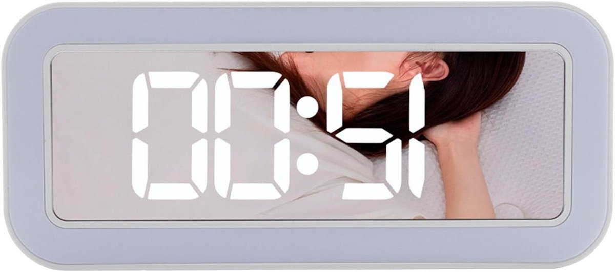 Digitale Wekker - LED Klok - Ochtend Routine - Met Nachtlampje - 17 cm Breed - Wit
