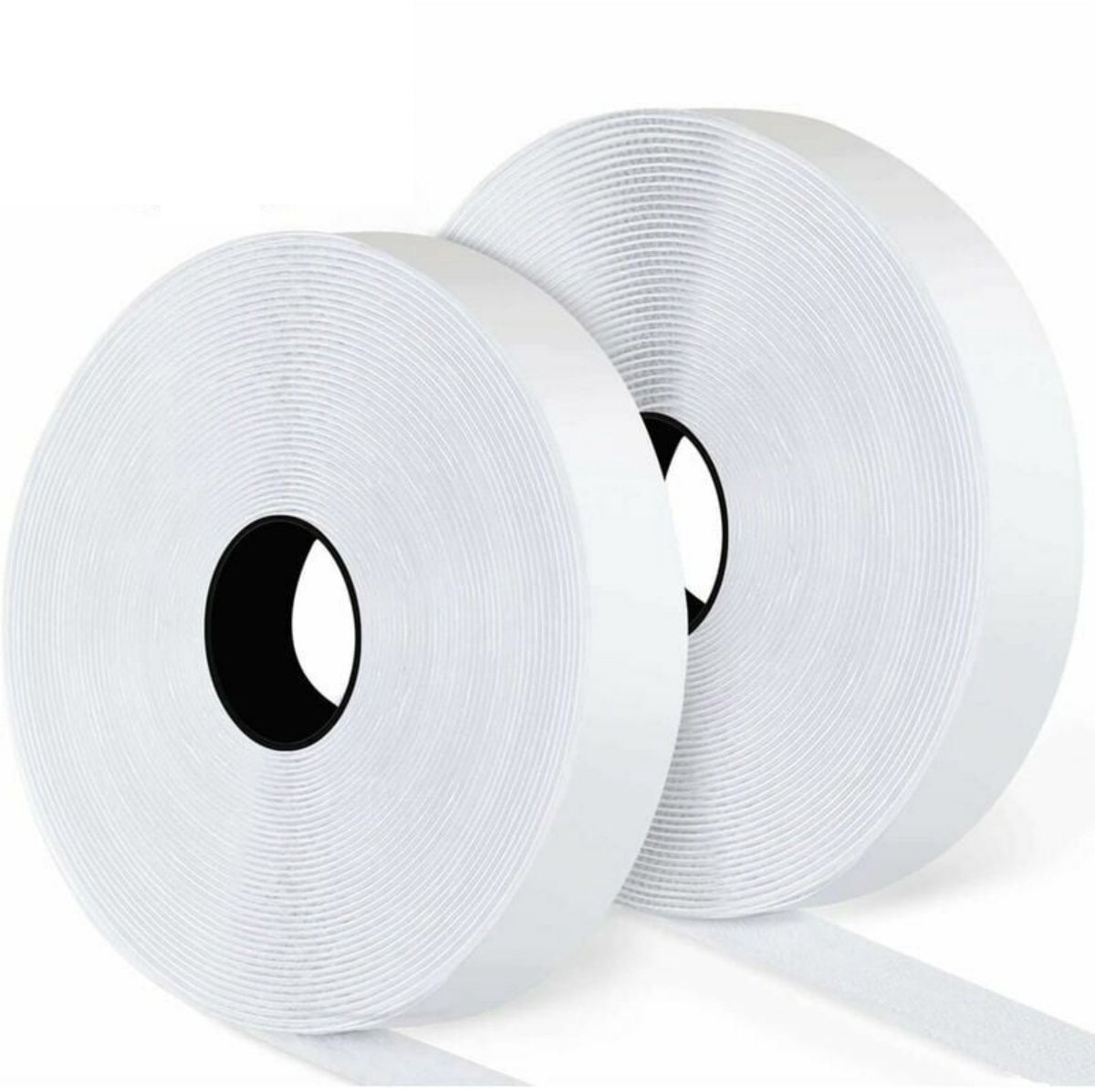 TOVBMUP Klittenband zelfklevende tape - extra sterke dubbelzijdige kleefstof - met klittenbandsluiting - 20 mm brede zelfklevende lus en haaktape - 8 m - wit - 2 Stuks