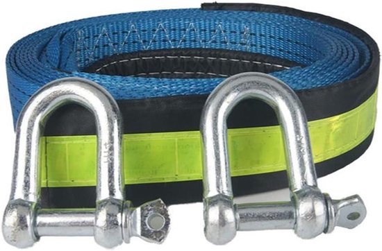 Sleepkabel - Herstel Touw - Auto Noodhulp - Reflecterende Tape - 3 Meter 8 Ton - Blauw