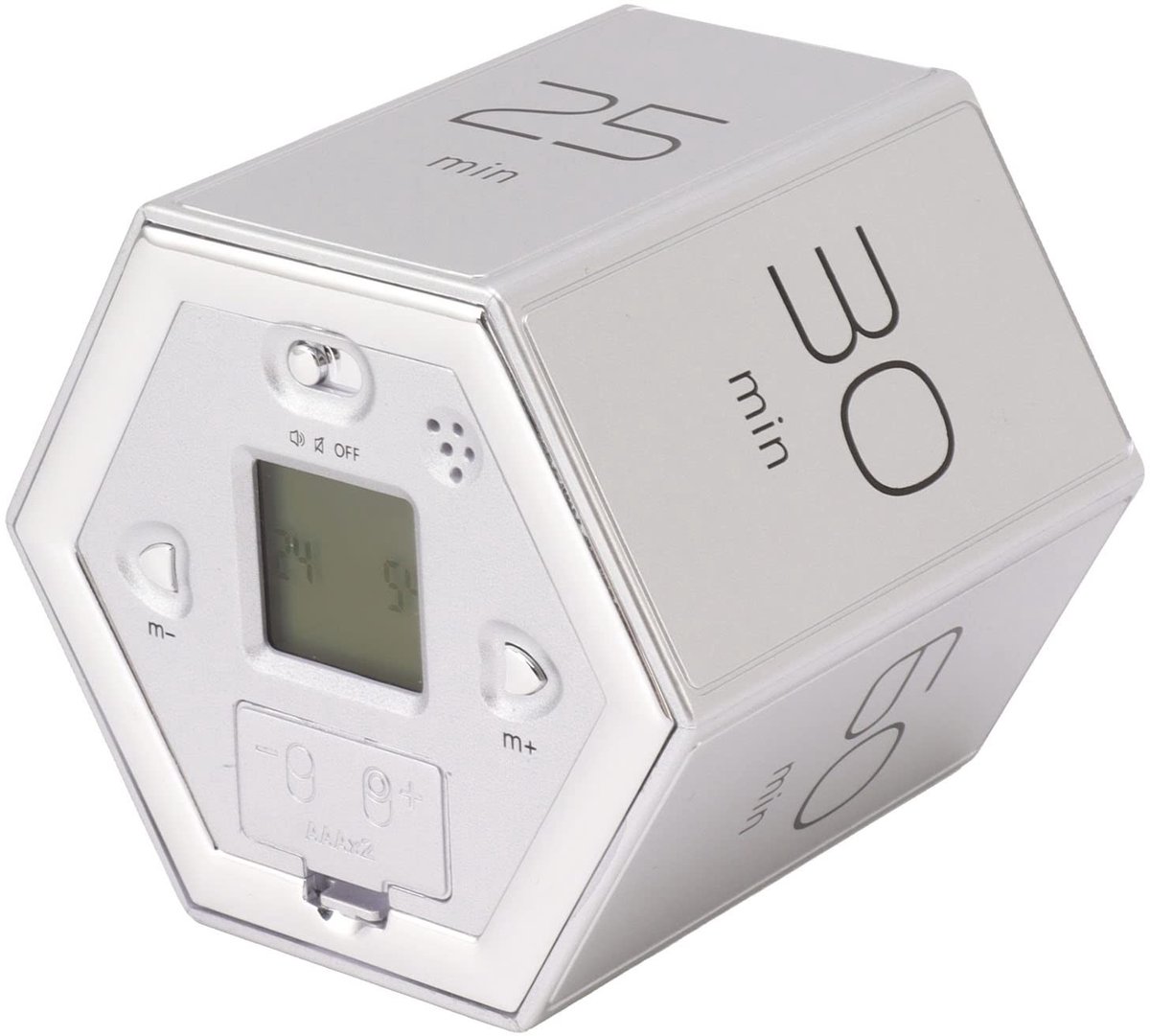 Dailygoody - Roterende Productiviteitstimer - Pomodoro-timer - Tijdbeheer met Alarmfunctie - Silver - Flip-timer - Praktisch voor Thuiswerkers - Compa