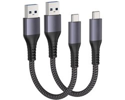 Korte USB C Kabel 15cm 10Gb/s Data Kabel Type C voor Android Auto en Snelladen, Compatibel met Samsung Galaxy S23/S22, Pixel 8 Pro en OnePlus 11