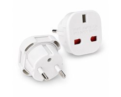 DEGG® - 2x Reisstekker UK naar EU - Set van 2 Travel Adapters - Britse Stekker naar Europese Stopcontact - Compact & Veilig voor Reizen - Wit