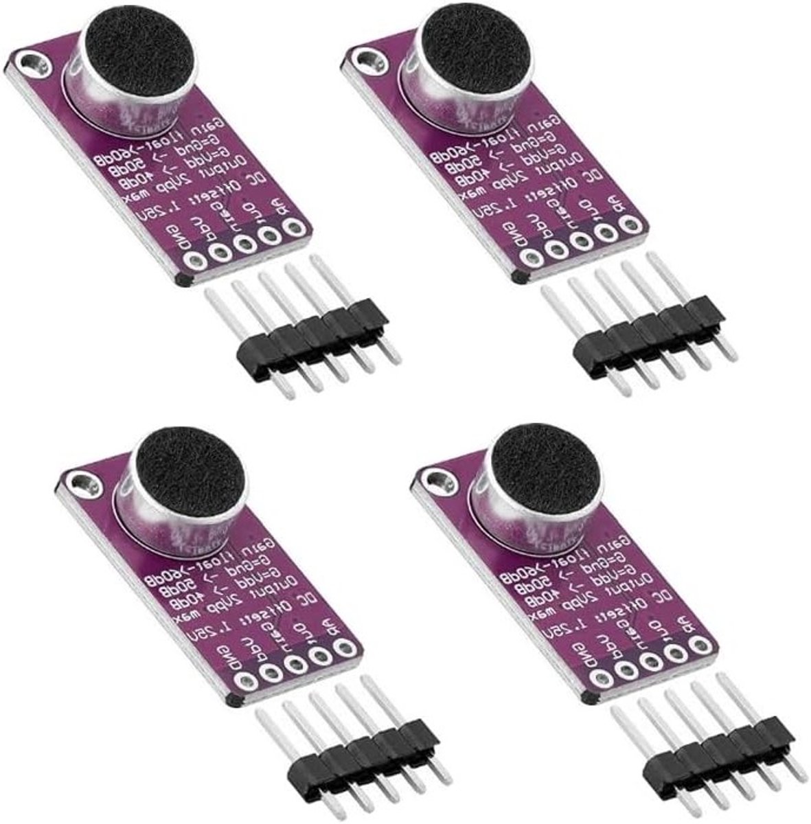 Microfoonversterkerbord - AGC Module - Audio Opnemen - Automatische Gain Control - 4 stuks - Zwart