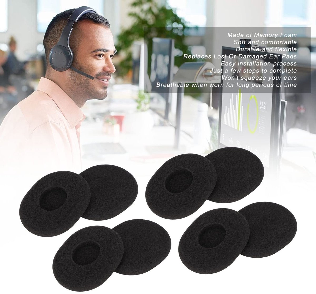 Dailygoody - voor H800 Geluidsisolatie - Oorkussens - Comfortabel en duurzaam - Geschikt voor Headset - Vervangingsset - Perfect voor langdurig gebrui