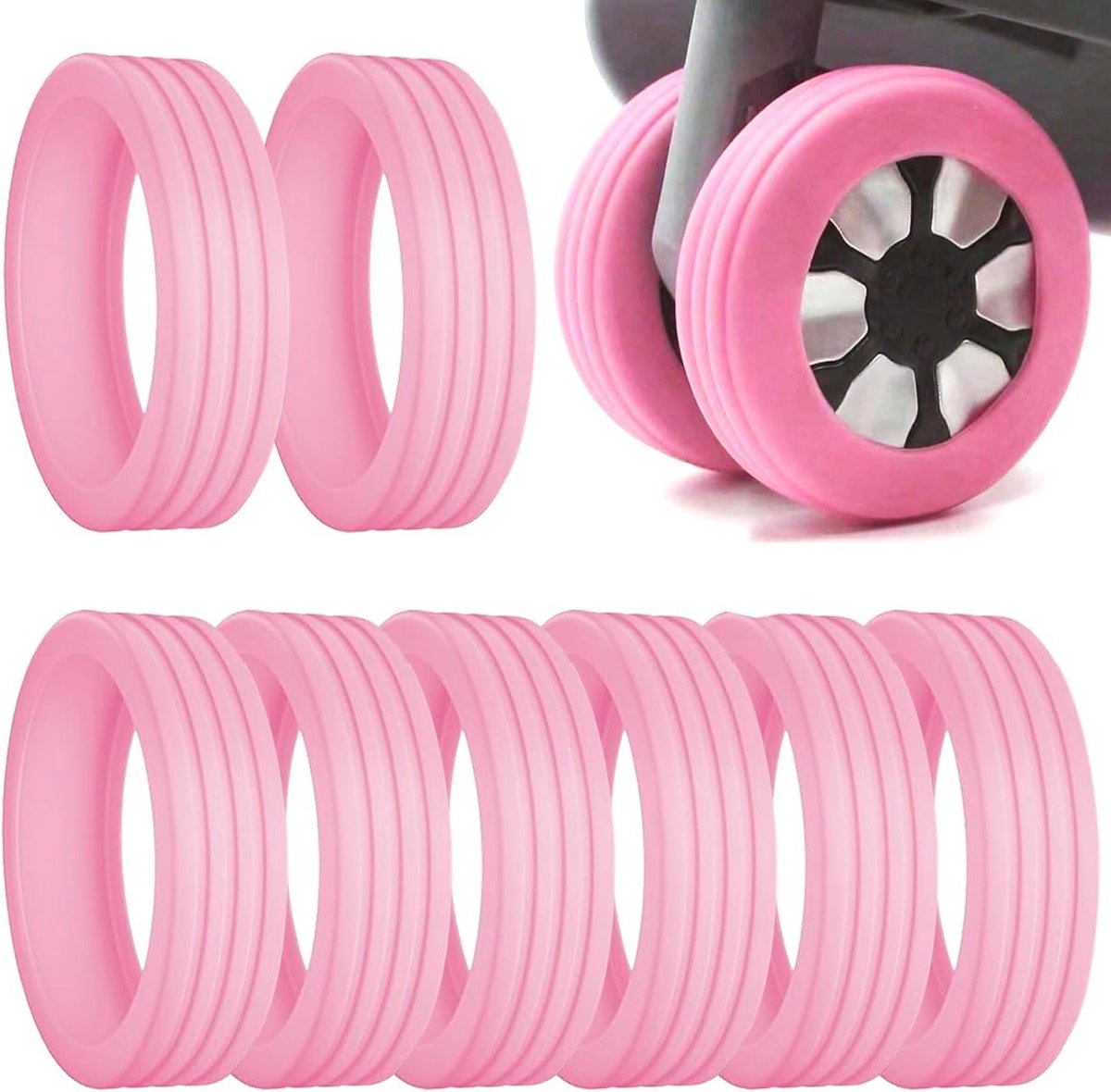Siliconen Beschermhoezen voor Kofferwielen - Stille Bescherming voor Handbagage met Spinnerwielen - 8 Stuks in Roze voor Optimale Bescherming en Duurzaamheid