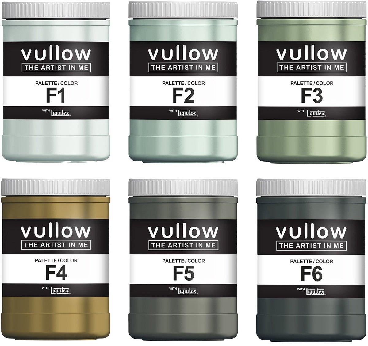 Vullow® Acrylverf Set F-Palet Groentinten – Mat – 6 x 20 ml – Voor Canvas, Hout en Papier