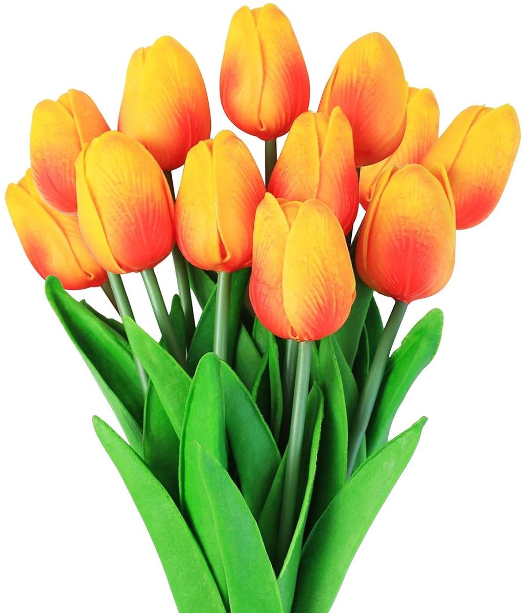aladdien - Kunsttulpen - Realistische nepbloemen - Decoratief voor bruiloft en slaapkamer - Oranje - Kunstbloemen - Geschikt voor interieur en tuin