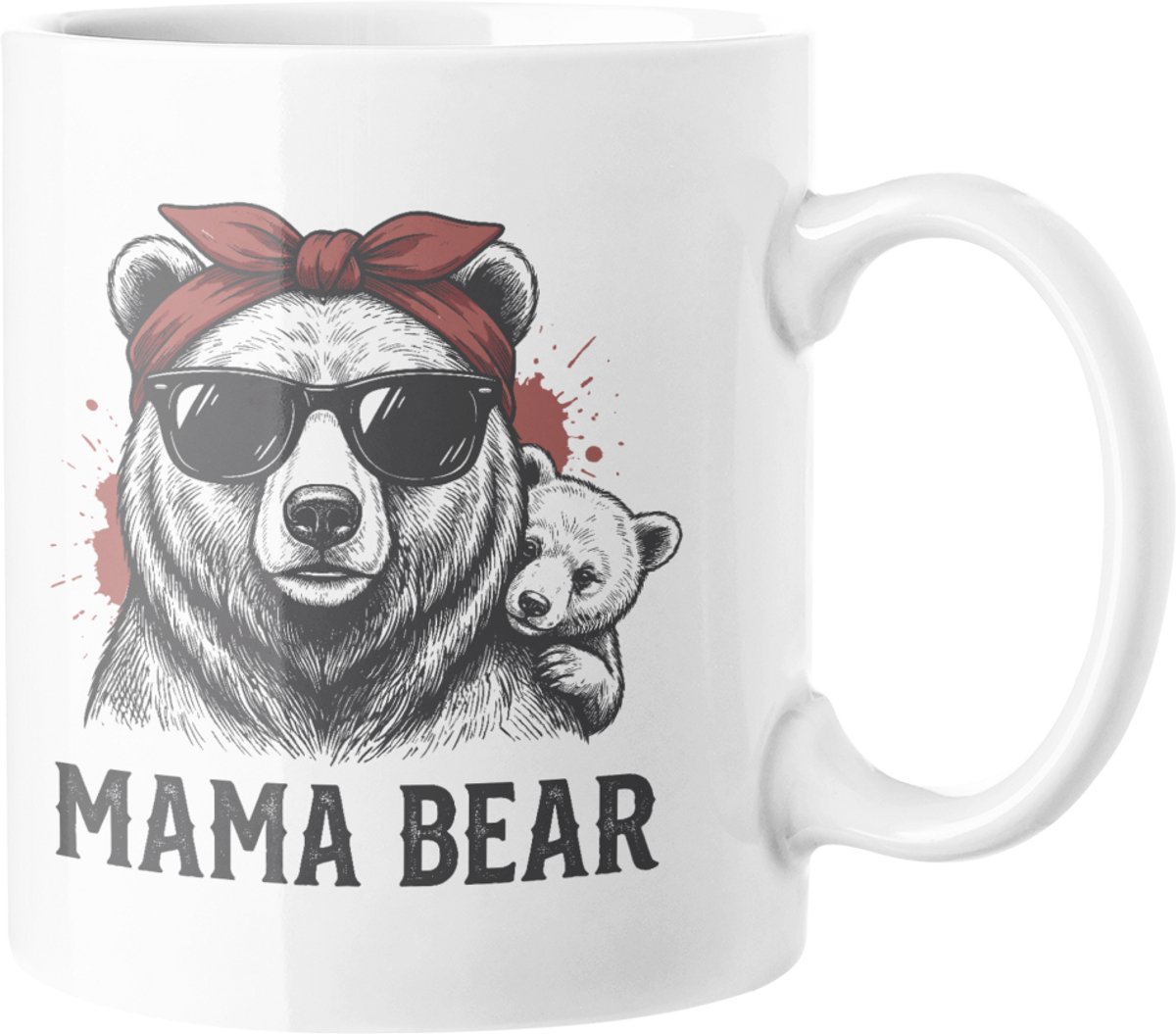 MAMA BEAR Mok met Zonnebril en Baby Beer - Moederdag Cadeau Koffiekop