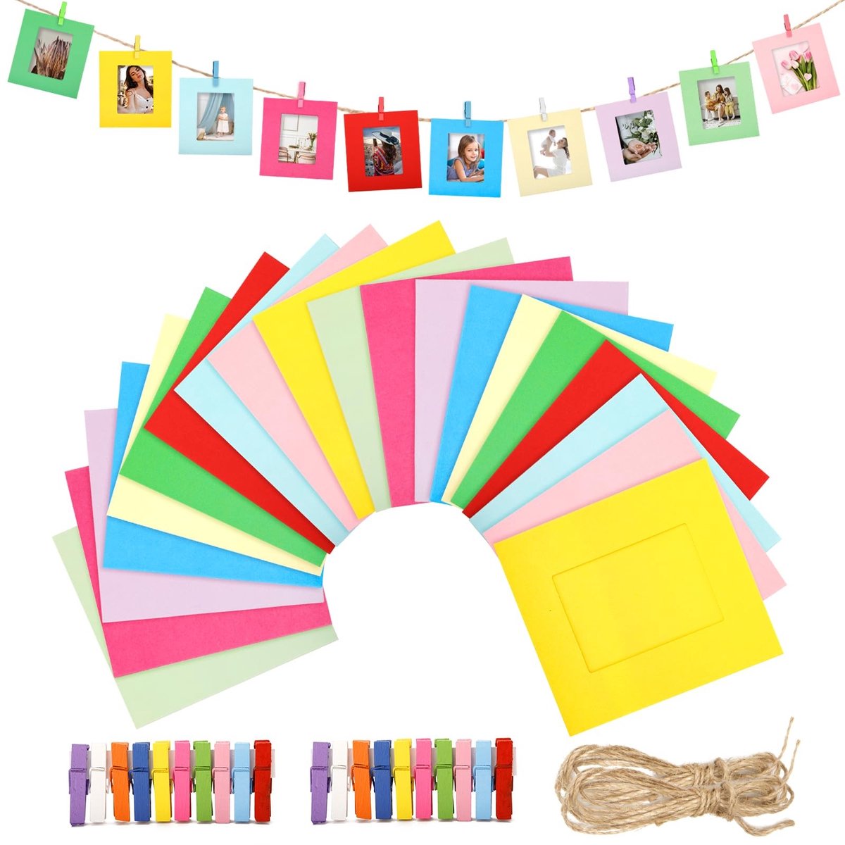 aladdien - Mini-fotolijsten - Wanddecoratie - 20 Kleurrijke Lijsten - Kantoor en Thuis - Creatieve Fotoklemmen - Voor Feesten en Geschenken