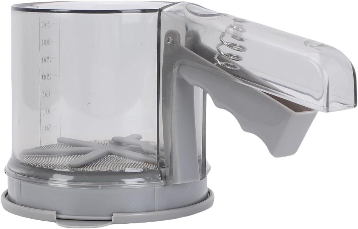 Bakpoederzeef - Meelzeef - Bakbenodigdheden - Ergonomisch handvat - 22 x 12 x 12 cm - Zilver