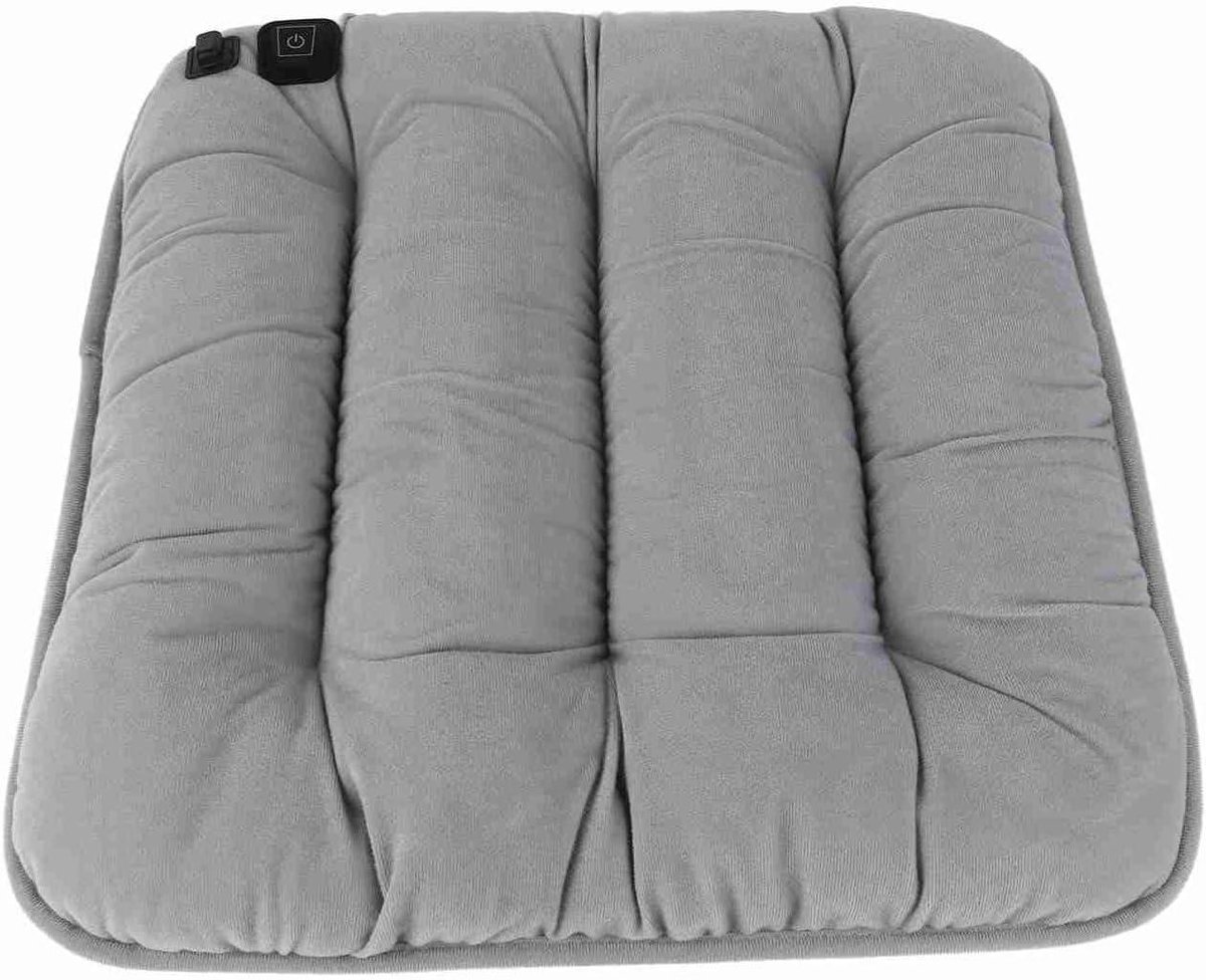 Verwarmd Zitkussen - Stoelkussen - Comfort Verhoging - Snel verwarmend - 44x42cm - Grijs