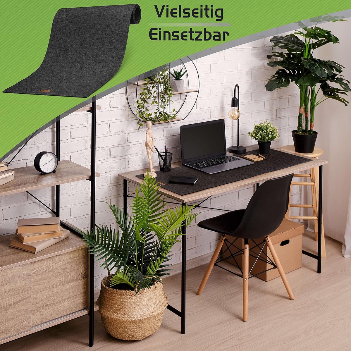 Tafelloper Vilt - Afwasbare Loper - Tafel Decoratie - Op Maat Te Knippen - 44x150cm - Antraciet