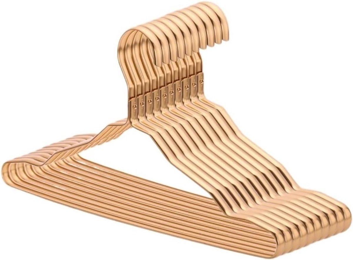 Kledinghangers Set - Antislip Rek - Kast Organiseren - Ruimtebesparend Ontwerp - 10 Stuks - Goud