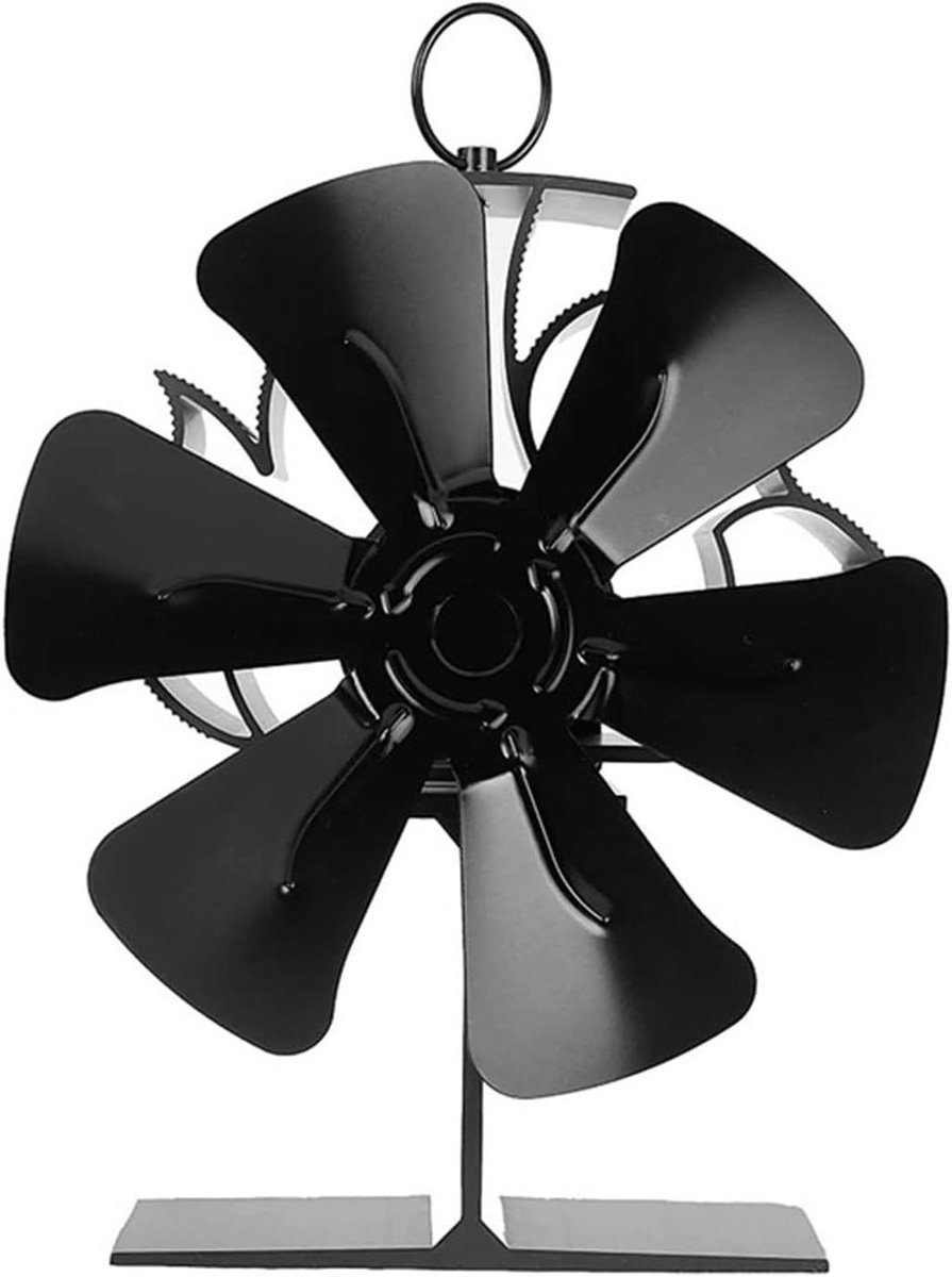 Houtkachel Ventilator - Warmte Ventilator - Warmte Verspreiden - Zonder Batterijen - 4/5/6 Bladen - Zwart