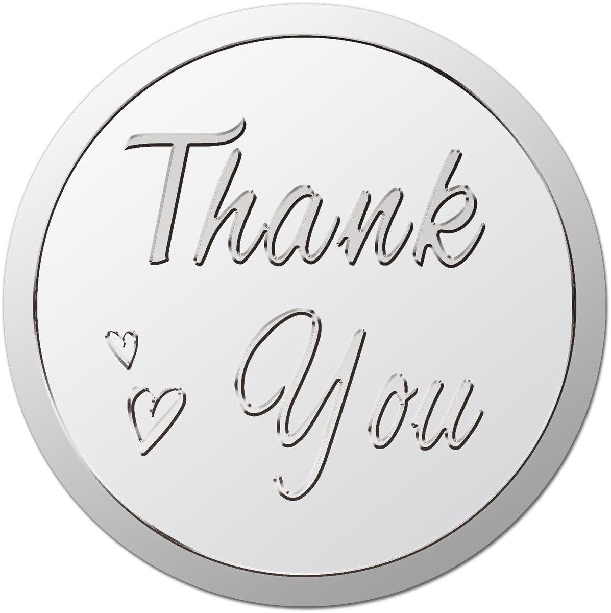 ONF3 - Thank You Stickers - 100 Stuks Zelfklevende Hartvormige Seals - Zilveren Folie - Bedankkaartjes - Decoratieve stickers - Geschikt voor fe...