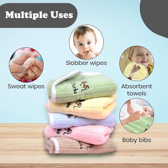 Babybadhanddoek Katoen - Zachte handdoek - Babyverzorging - Super absorberend - 3 stuks - Veelkleurig — afbeelding 4