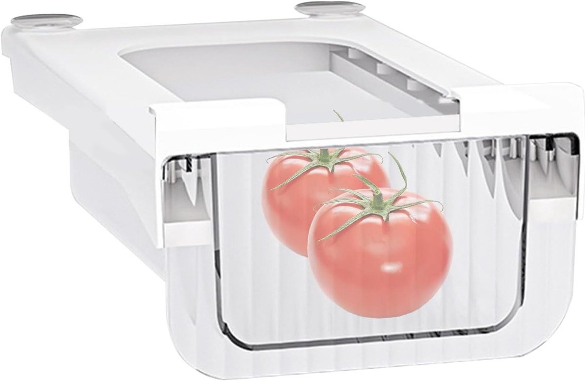 Koelkast Lade Organizer - Opslagbak Keuken - Voedsel Opbergen - Uittrekbaar Transparant - 10x16x10 cm - Veelkleurig