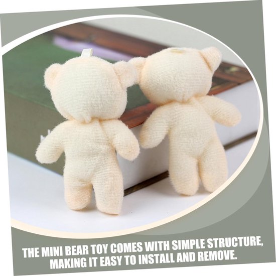 Mini Pluche Beren - Knuffel Hangers - Tas Decoratie - Zacht en Duurzaam - 8 Stuks - Wit van MINI — afbeelding 5
