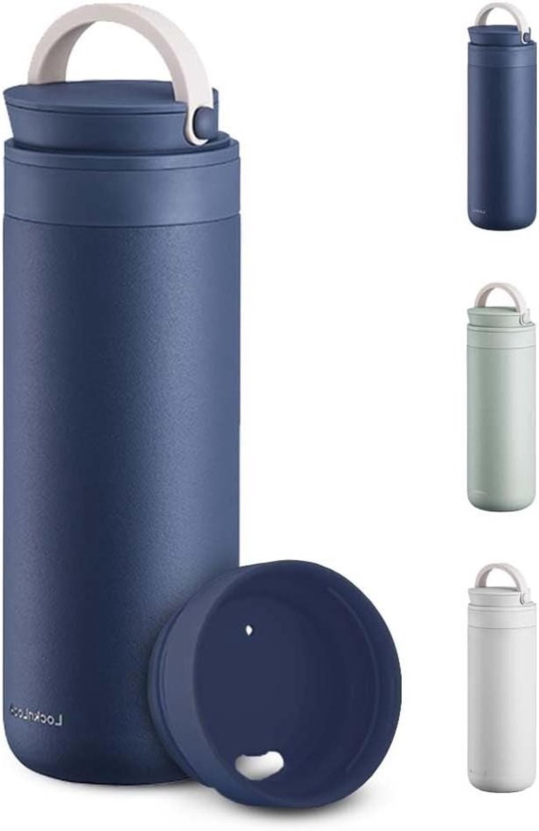 Reisbeker Isolatie - Thermosbeker Waterfles - Dranken Meenemen - Lekvrij Handvat - 475 ml - Marineblauw