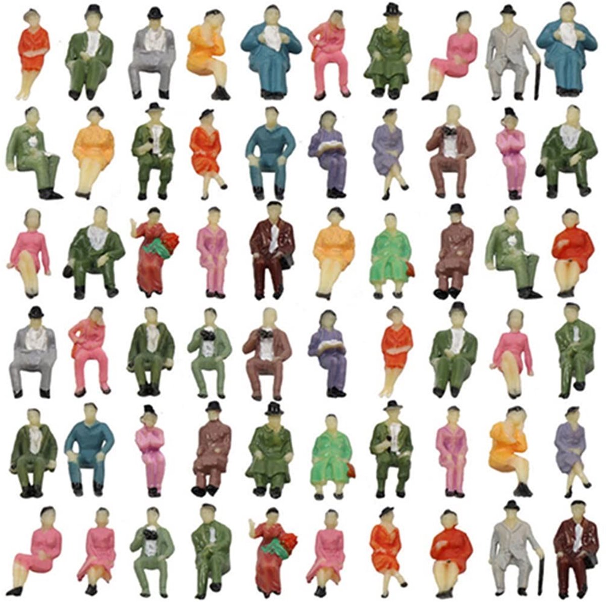 aladdien - Zittende Figuren - 60 Stuks Geschilderde Mensen - 1:87 Schaal - Voor Modelbouw - Perfect voor Hobbyprojecten