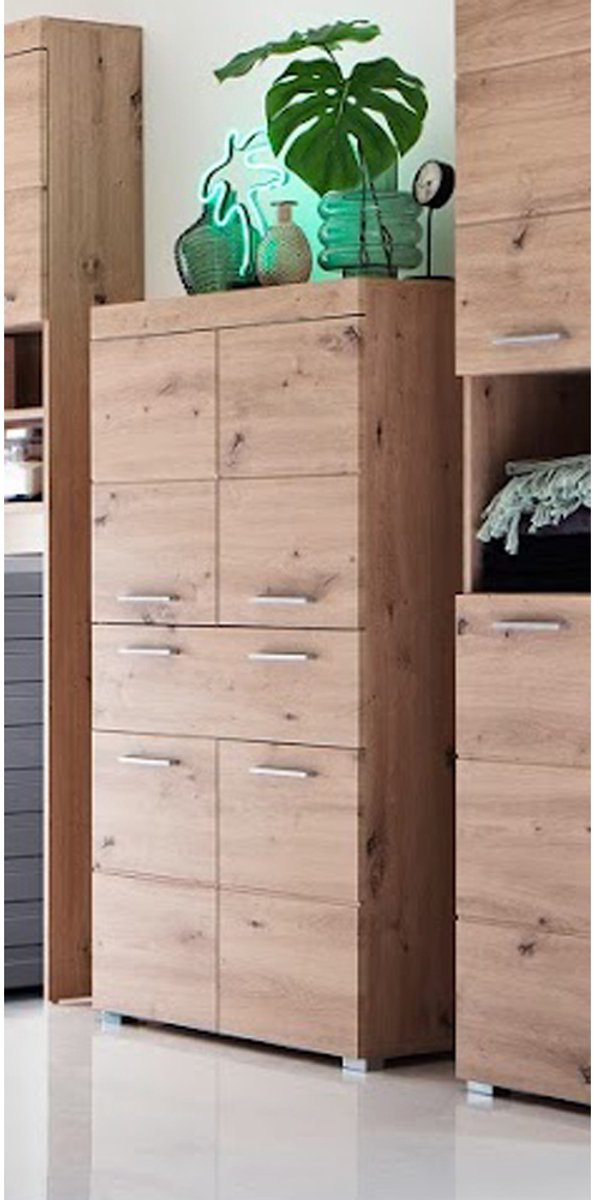 Hoge kast Amanda/Mando | 73 x 31 x 130 cm | Melamine | Espen-Eikenkleur