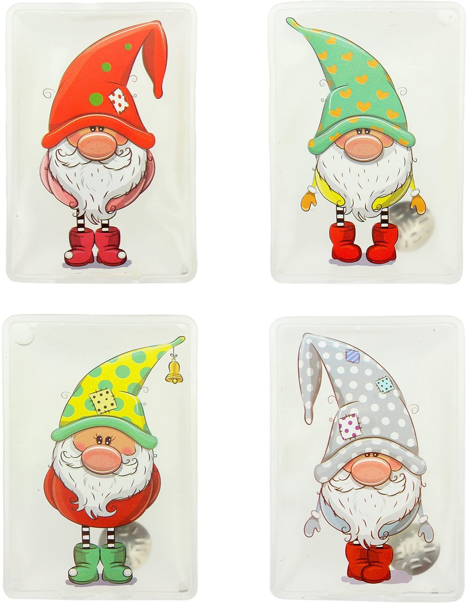 aladdien - Handwarmers - Herbruikbare Pocketwarmers - Kleurige Gnooms - Voor Koude Handen - Ideaal voor Buitenactiviteiten - Set van 4 - Multifuncti..