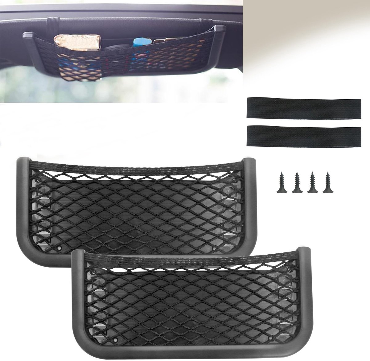 ONF3 - Opbergnetten voor Campers - Elastische Mesh Auto Opbergnet - Zelfklevend - Organiseer Je Auto - Geschikt voor SUV en Vrachtwagen