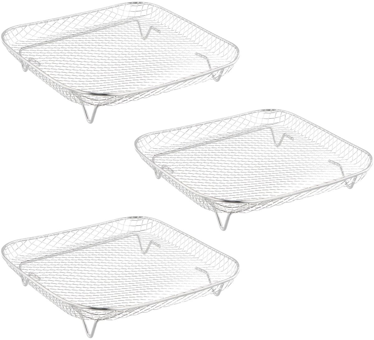 Aladdien Air Fryer Basket 3-laags Rvs Rek Efficiënt Koken Standaard Formaat Accessoires Voor Airfryer Geschikt Voor Gezinnen