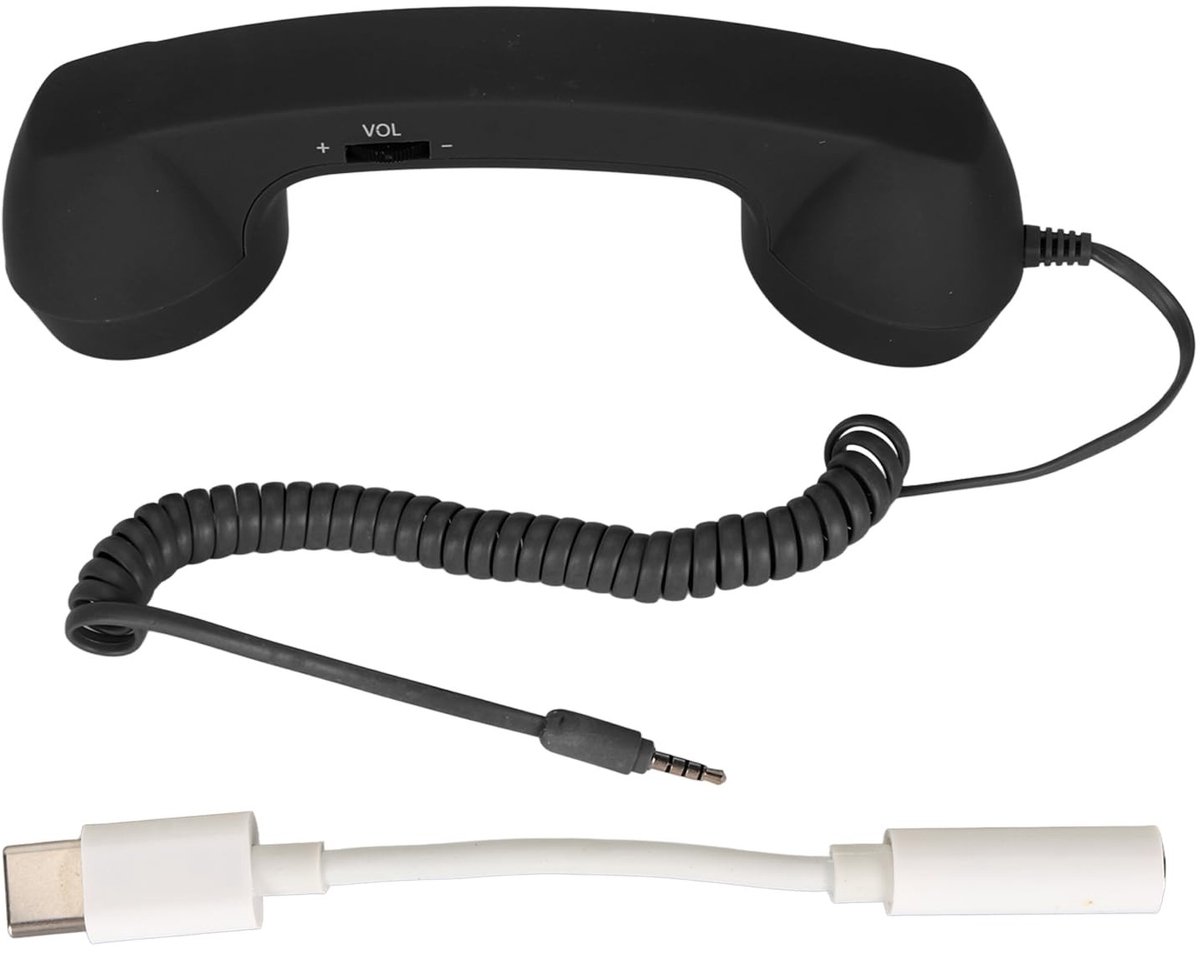 aladdien - Vintage Retro Telefoonhoorn - Stralingsbestendige Telefoonontvanger - Uitstekende Audiokwaliteit - Zwart - Mobiele Telefoonaccessoire - G..