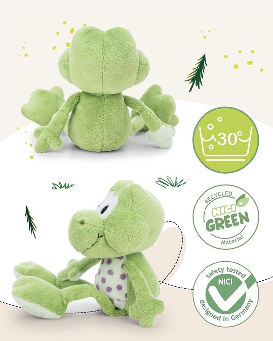 NICI Plush Toy, Frog Fridolin Frog, 35 cm, Green, Soft Plush Toy, Cute Stuffed Animal for Hugging and Playing, Great Gift Idea for Children and Adults, 62271 van NICI — afbeelding 2