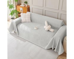 Royhom Sofa Cover Chenille Sofa Cover 3 Seater Sofa Cover Cosy with Decorative Tassels for Sofa Throw Corner Sofa Cover L Shape Simple Light Grey 180 x 340 cm