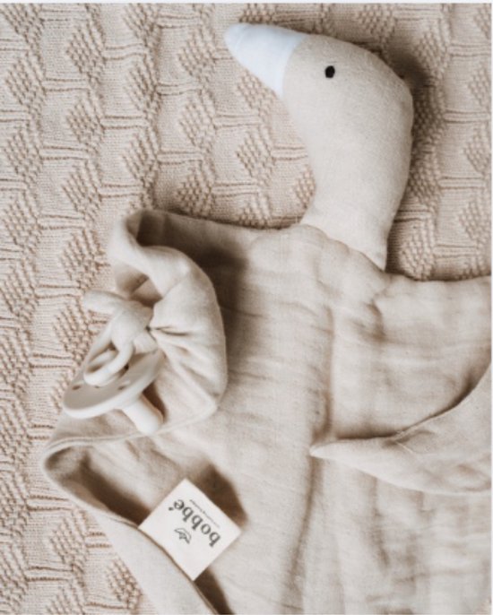 Bobbé - Hydrofiel Knuffeldoekje Gans - Beige - 40 x 40 - Kraamcadeau - Babyknuffel van Bobbé — afbeelding 5