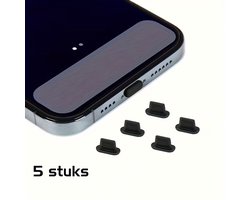 DW4Trading Siliconen Stofpluggen 5 Stuks Voor Lightning Aansluitingen, Ideaal Voor Iphones, Ipads en Airpods - Zwart