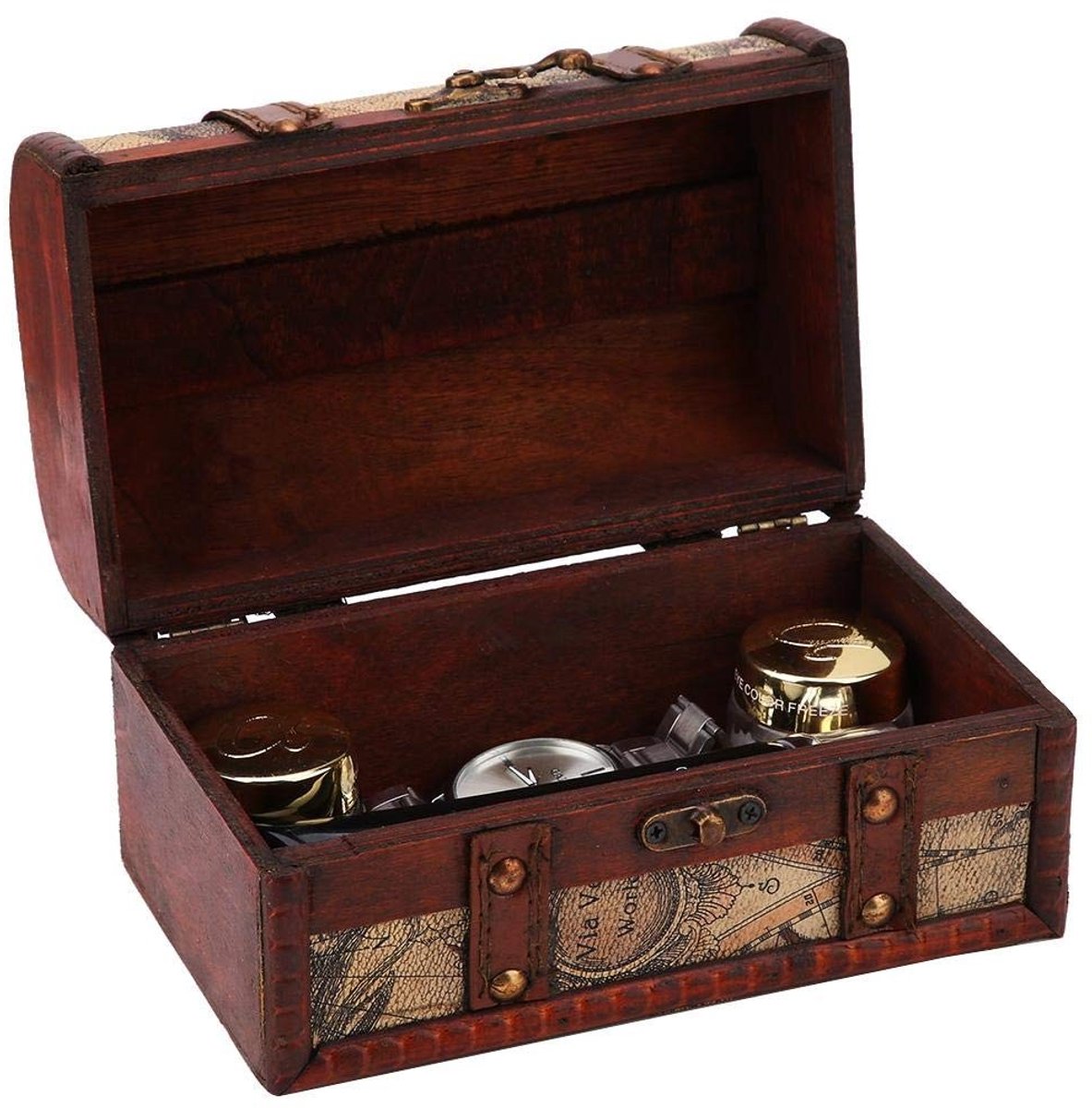 aladdien - Sieradenkistje In Vintage-Stijl - Houten Opbergdoos - Ideaal Voor Sieraden en Kleinoden - Bruin - Elegante Decoratie - Geschikt Voor Thuis