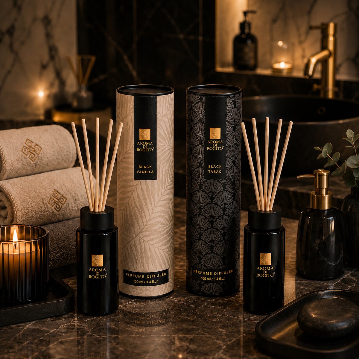 EasyMart Geurstokjes Set – Black Vanilla & Black Tabac – Premium Huisparfum – Geurverspreider met 12 Rotan Stokjes – Luxe Geurset voor Woonkamer, Badkamer & Interieur – 100ml x2 — cadeau in Wonen & Interieur - foto 6