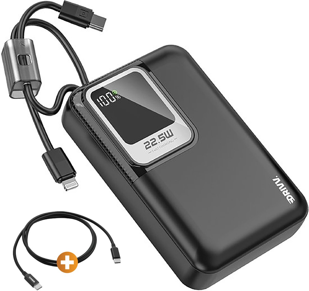 Drivv. Powerbank 20.000 mAh met Ingebouwde Kabels - Drivv. - €31,99