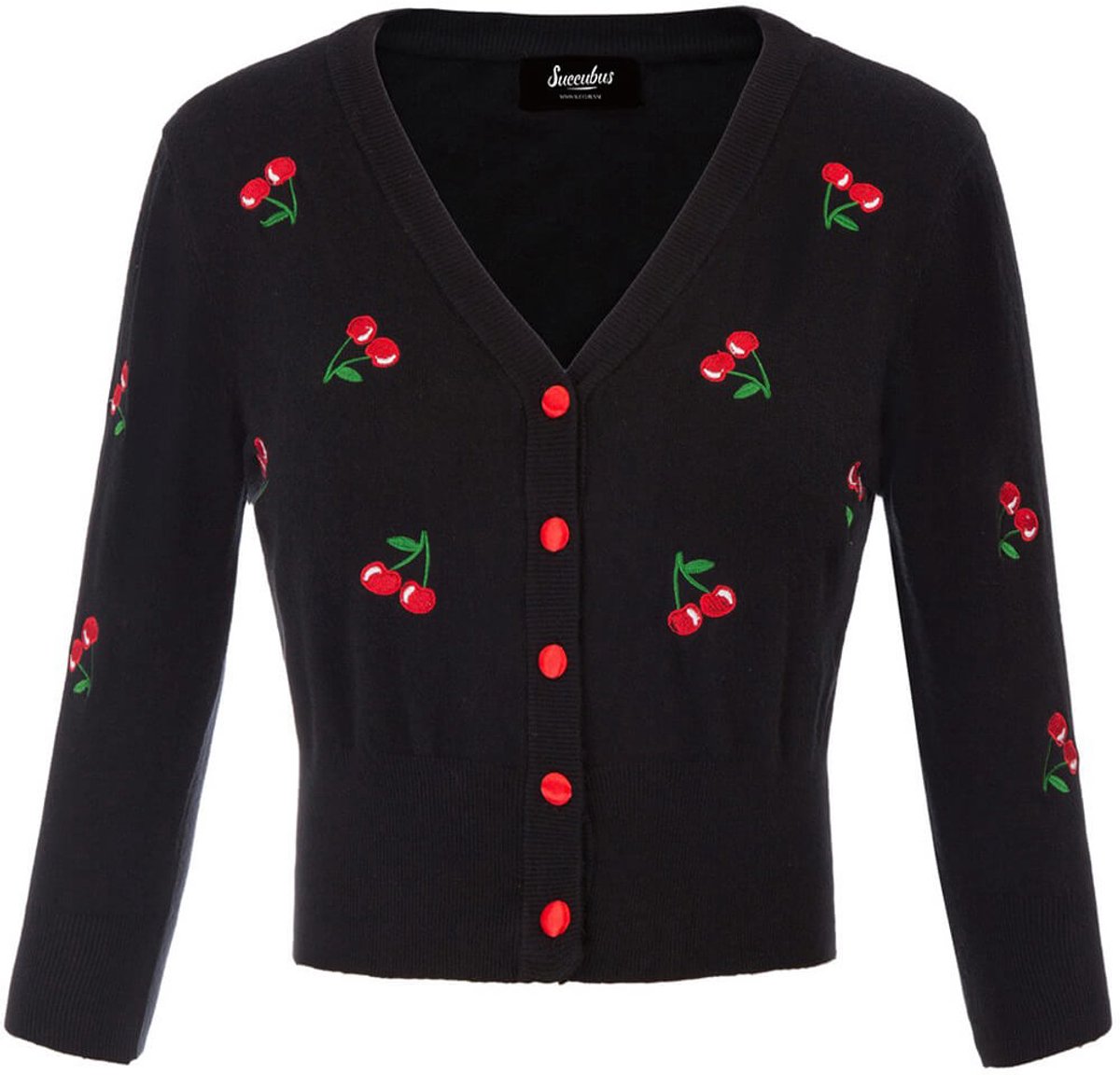 Succubus Clothing Retro Cherry 50's Cardigan Zwart